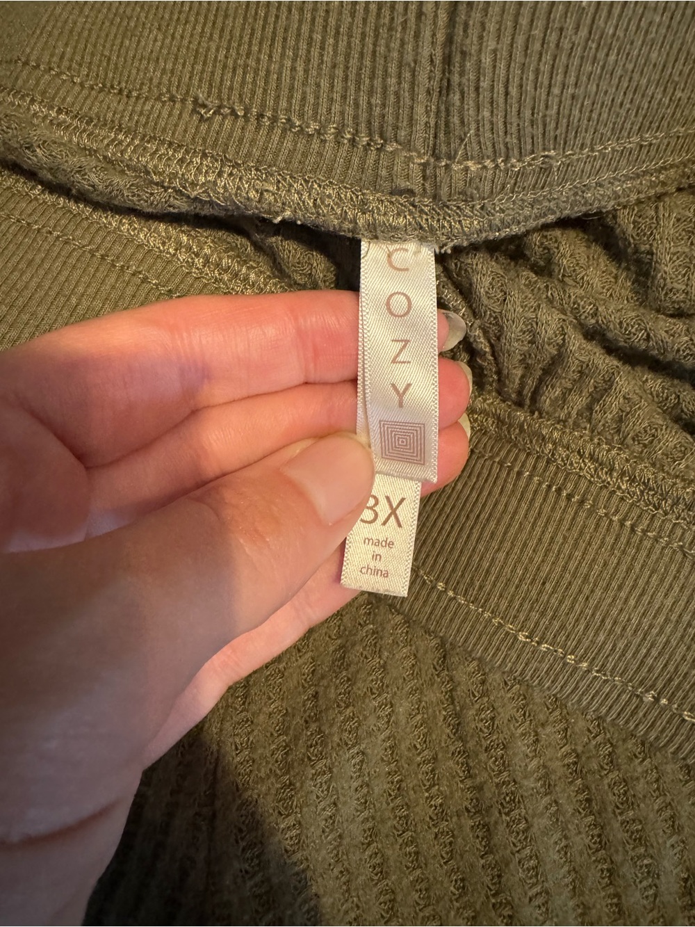 LuLaRoe Olive Green Ribbed Jogger Pants - Picture 3 of 3